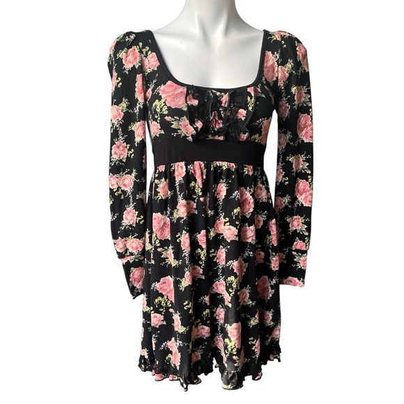Anne (Japan brand) Scoop Neck Tie Back Empire Waist Babydoll Dress, Sz XS - Picture 1 of 12